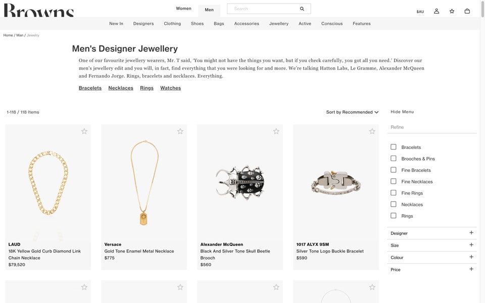 Browns Fashion online jewellery store