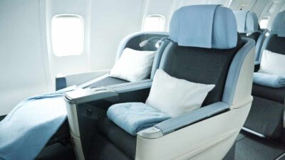 All-business class airline offers luxury seating.