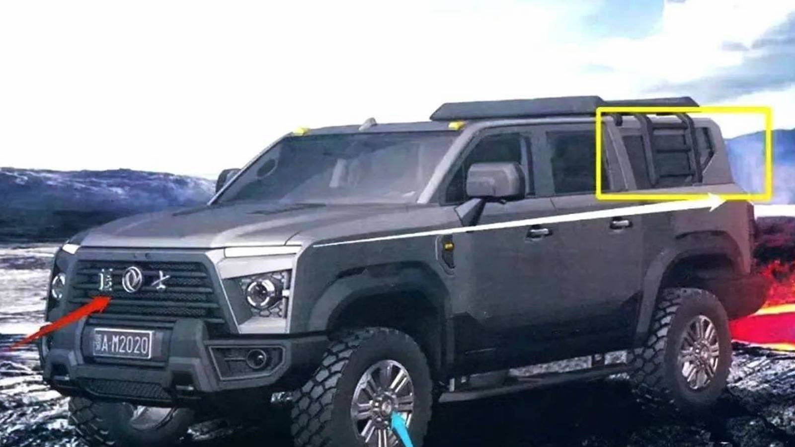 Dongfeng Warrior M20-like SUV in snowy landscape.