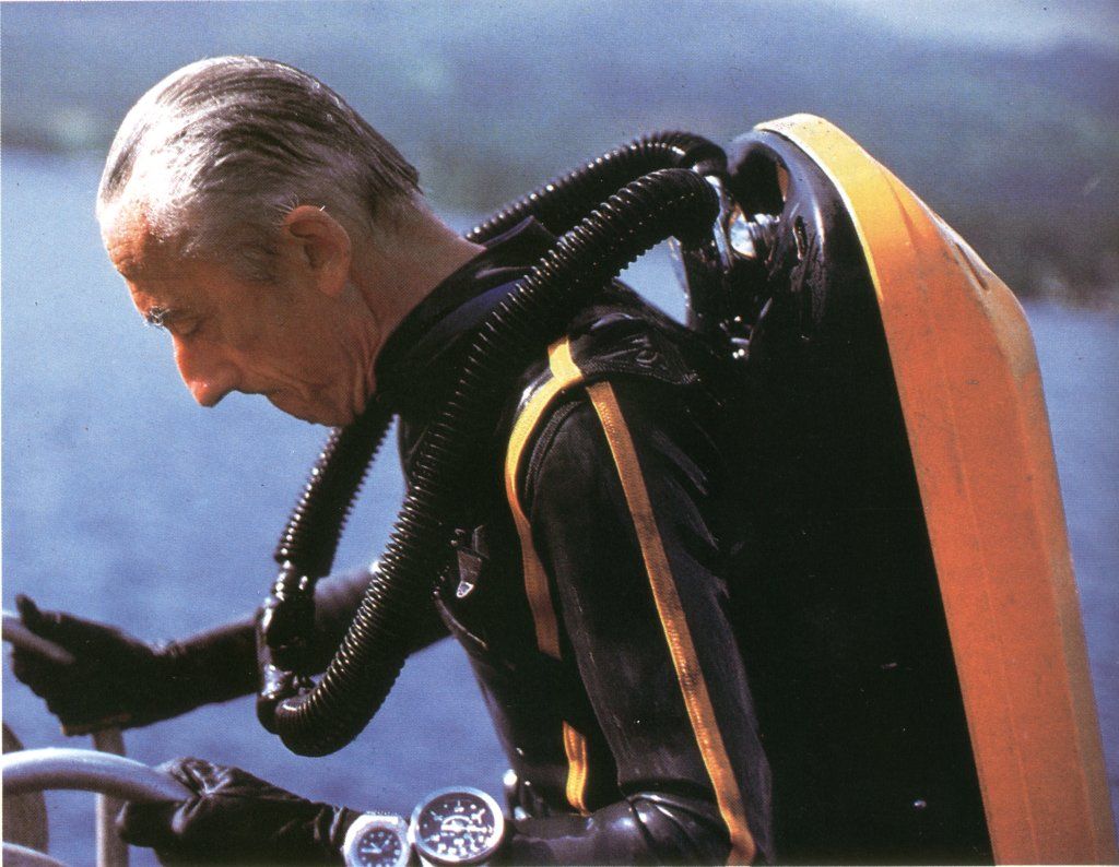 Jacques Cousteau French explorer wearing a Doxa watch