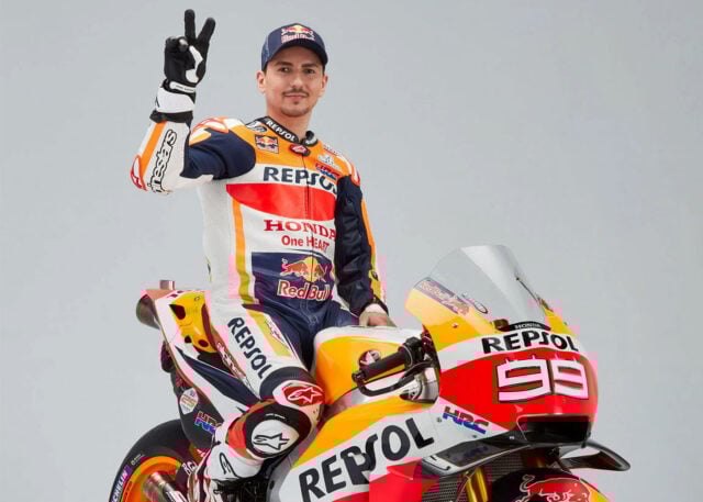 Jorge Lorenzo lookalike on Repsol Honda bike.