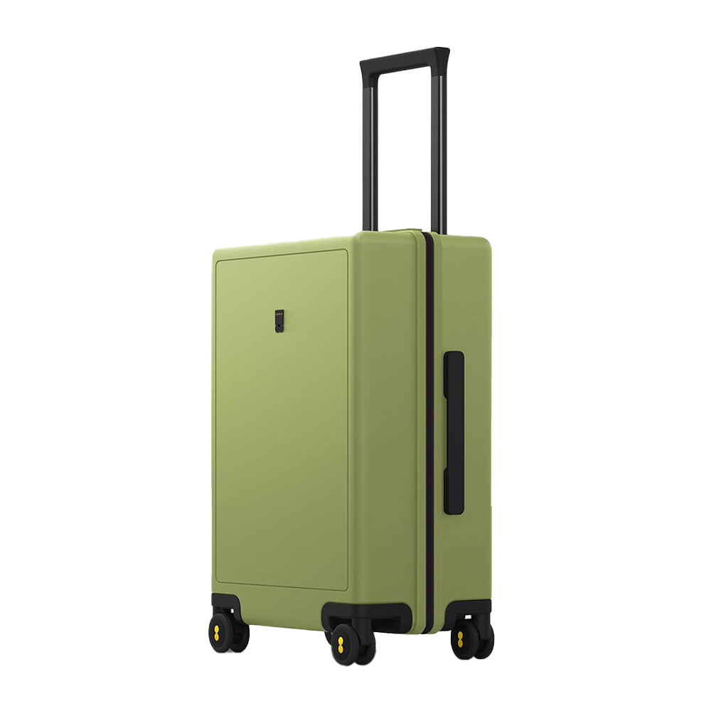 Green hard-shell suitcase: perfect weekend travel companion.