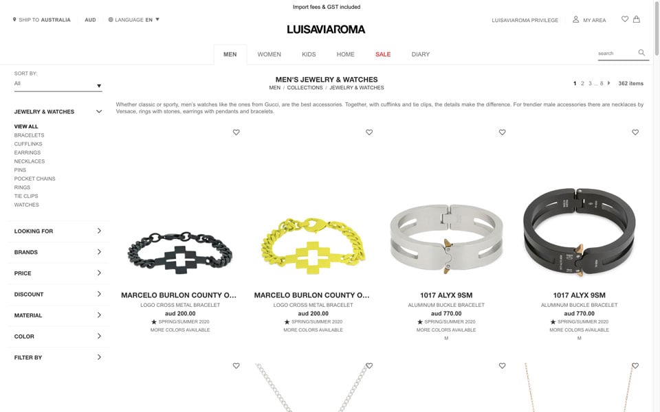 Luisaviaroma online jewellery store