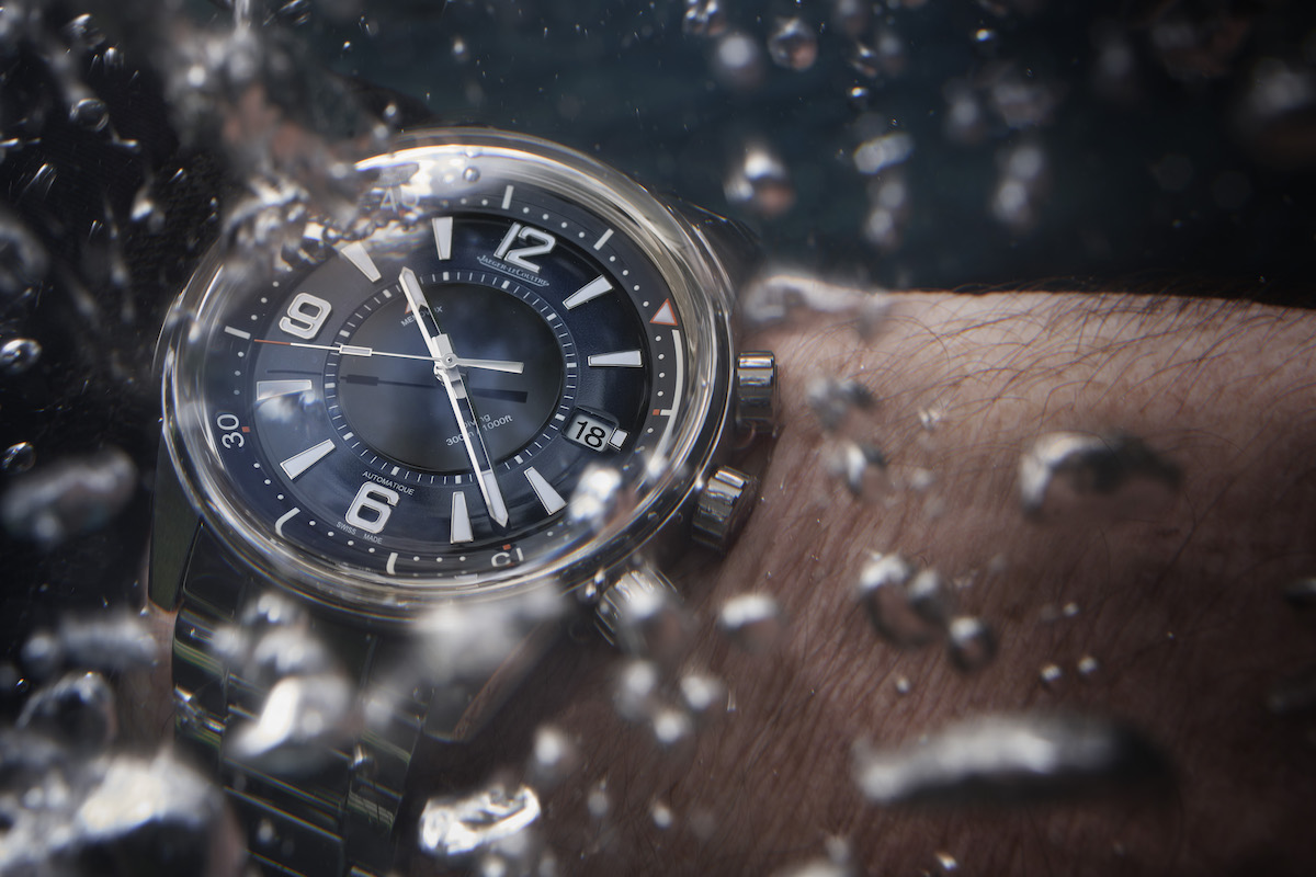 Polaris watch underwater, showing 10:14, date 18.