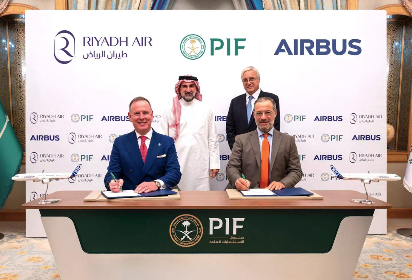 Riyadh Air CEO signing deal with Airbus