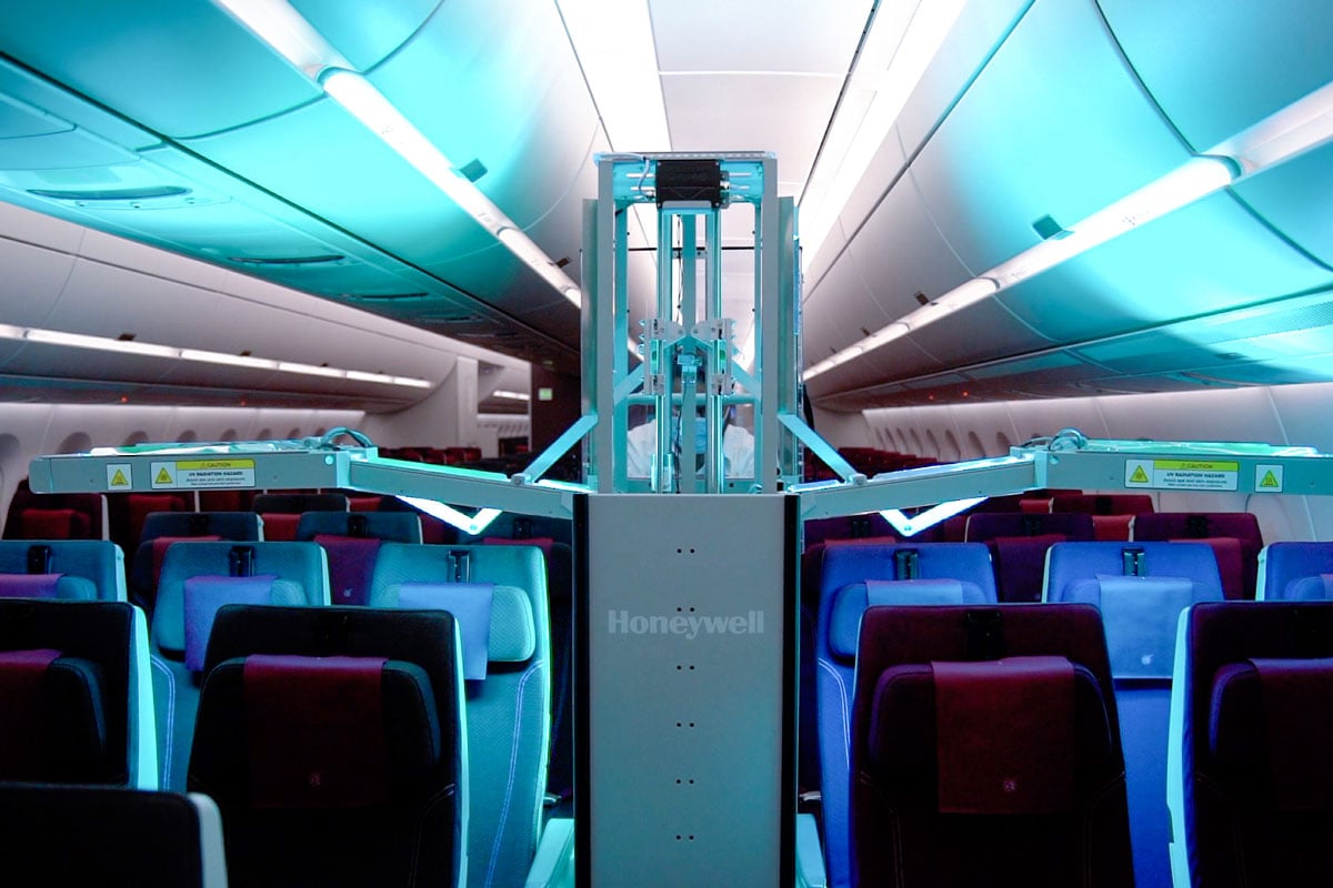 Qatar Airways uses UV lights for cabin disinfection.