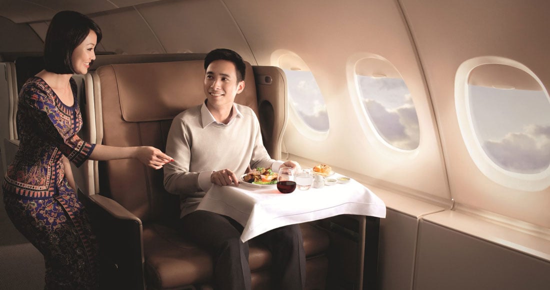 Singapore Airlines luxury meal experience.