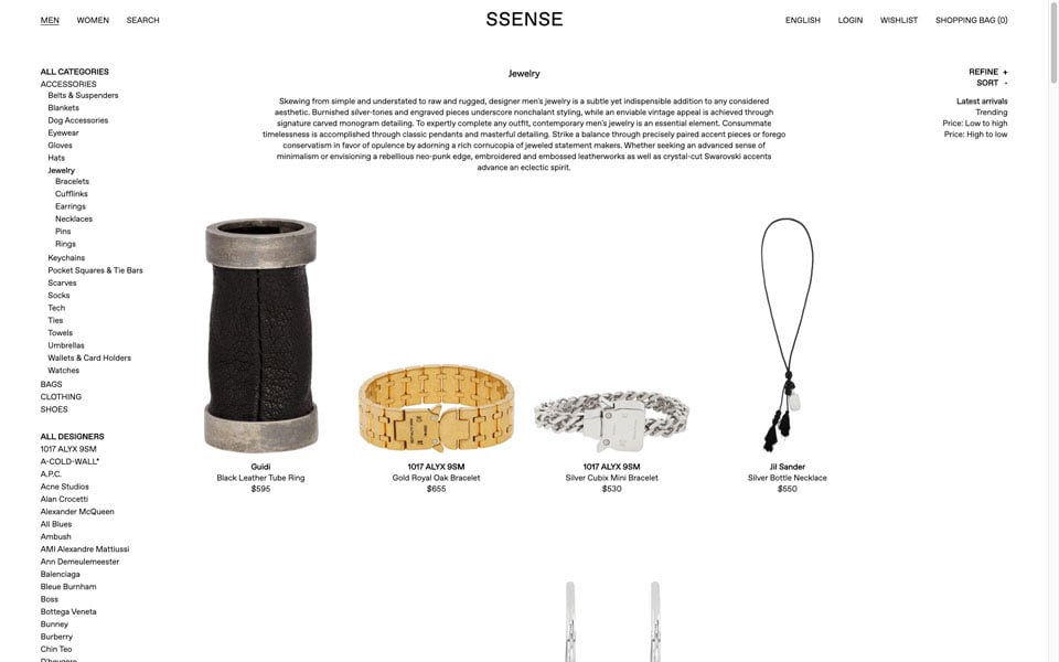 ssense online jewellery store