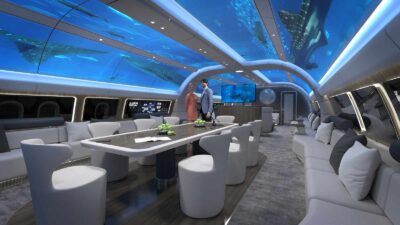 Lufthansa's Explorer Jet features luxury, underwater-themed interiors.