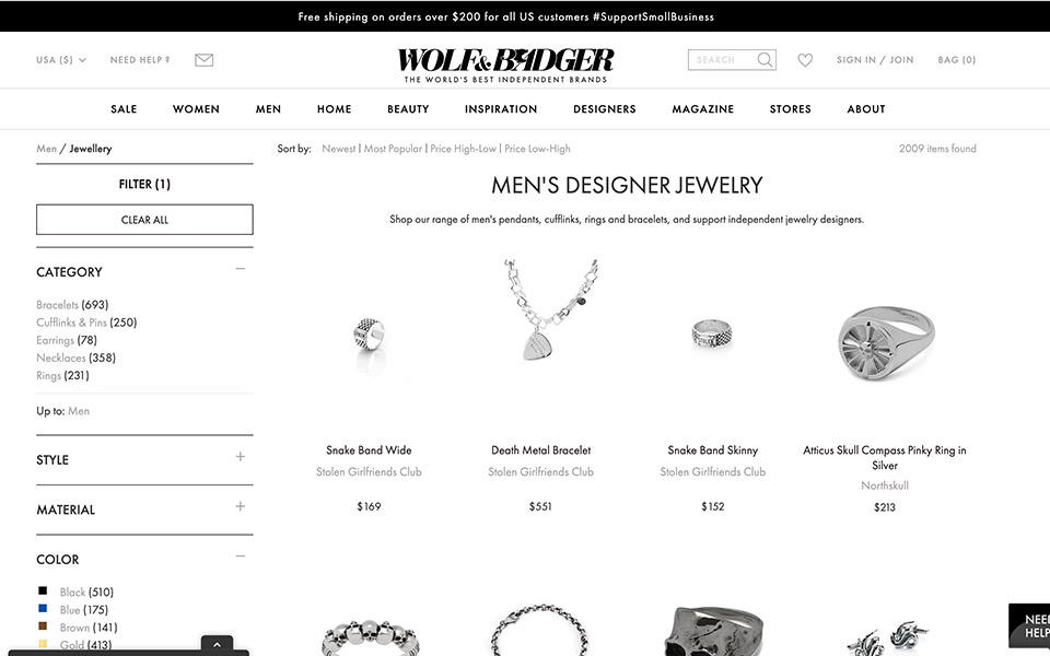 Wolf & Badger: Men's jewelry from Australia.