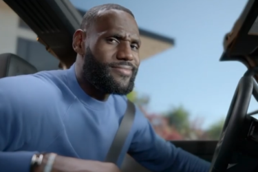 Bearded man in Hummer EV resembles LeBron.