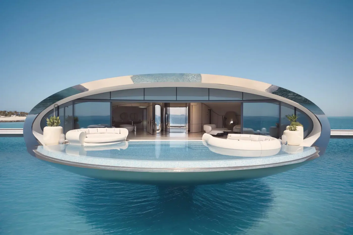 Ultra-Modern spaceship like floating villas Saudi Arabia